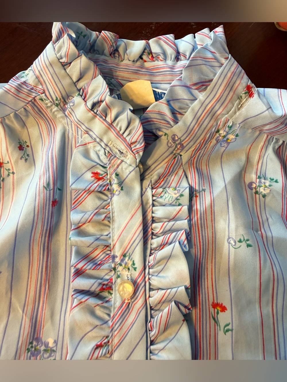 Striped Floral Ruffle Blouse - Picture 6 of 7